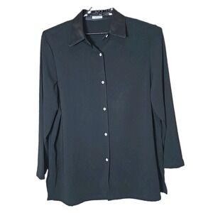 Tombolini IDEALE Men's Black Dress Button Down Shirt Size 46 XL t8
